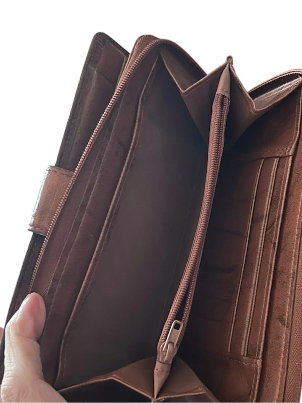Buxton Brown Leather Wallet Clutch with Snap Tab
